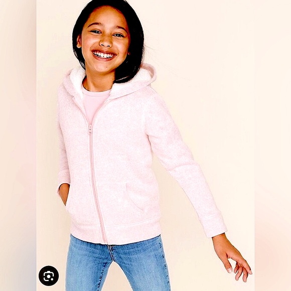 Old Navy 16 PLUS Full Zip Jacket Hoodie Sherpa Lined Sweater Knit PINK - Picture 6 of 7